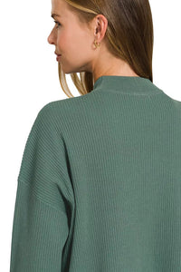 Viscose Sweater Knit Top & Pants Two-Piece Set in Ash Jade