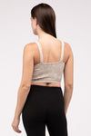 Mineral Wash Ribbed Cropped V-Neck Tank Top