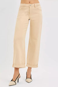 Risen Tummy Control Mid Rise Ankle Relaxed Barrel Jeans