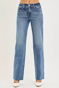 Risen Mid Rise Tummy Control Straight Jeans