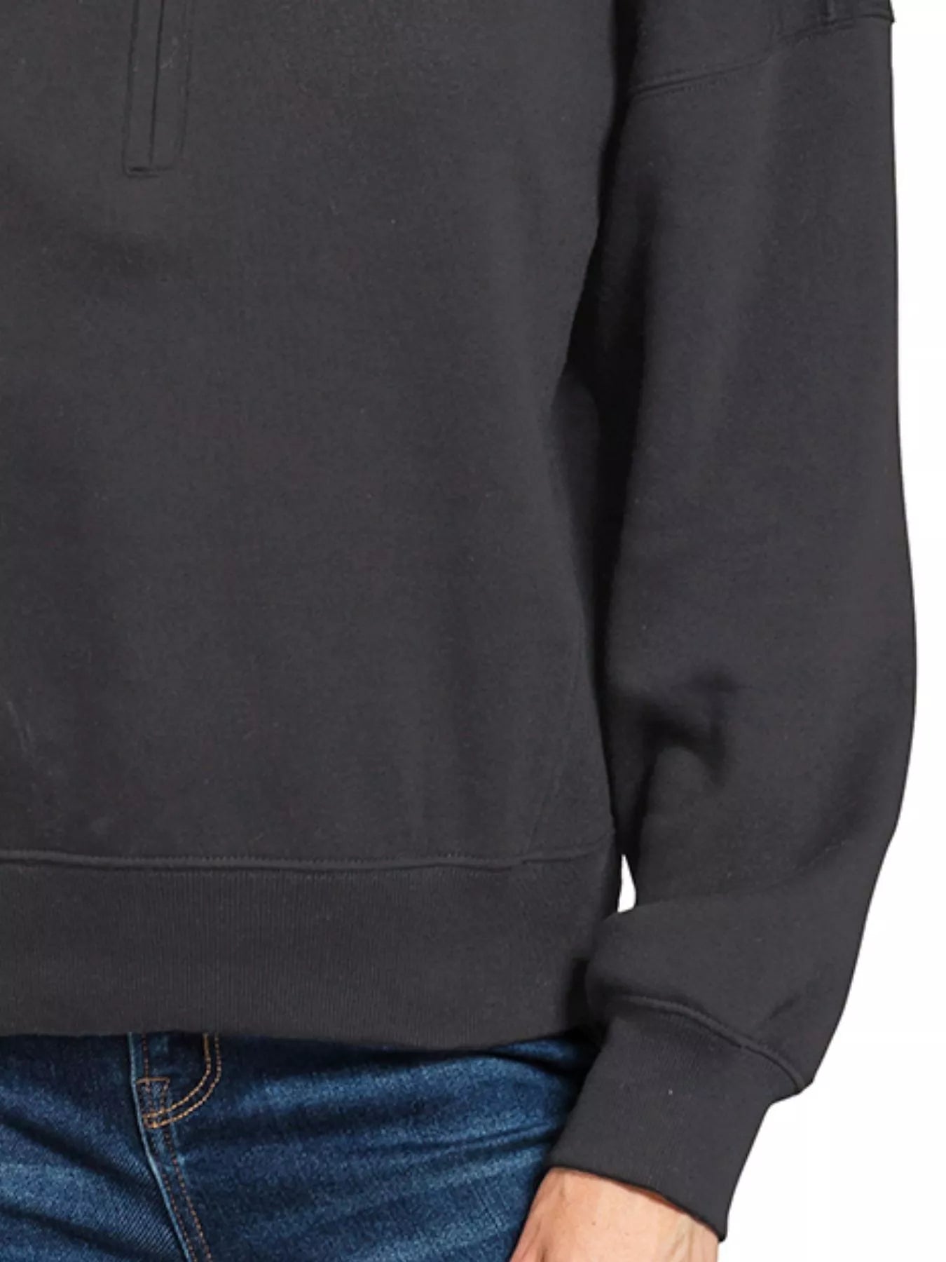 Fleece High Neck Half Zip Sweatshirt in Black