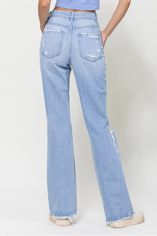 VERVET by Flying Monkey Light Wash 90's Vintage Distressed Flare Jeans