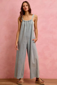 Wide Leg Lightweight Denim Overalls