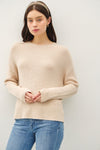 Oatmeal Round Neck Ribbed Sweater