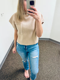 Just Go With It Sweater Knit Top - Bone