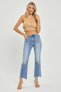 RISEN High Rise Frayed Hem Straight Jeans