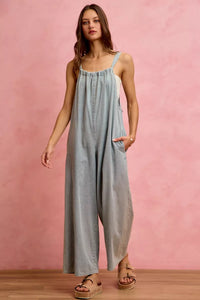 Wide Leg Lightweight Denim Overalls