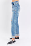 Judy Blue High Rise Patch Pocket Destroyed Boyfriend Jeans