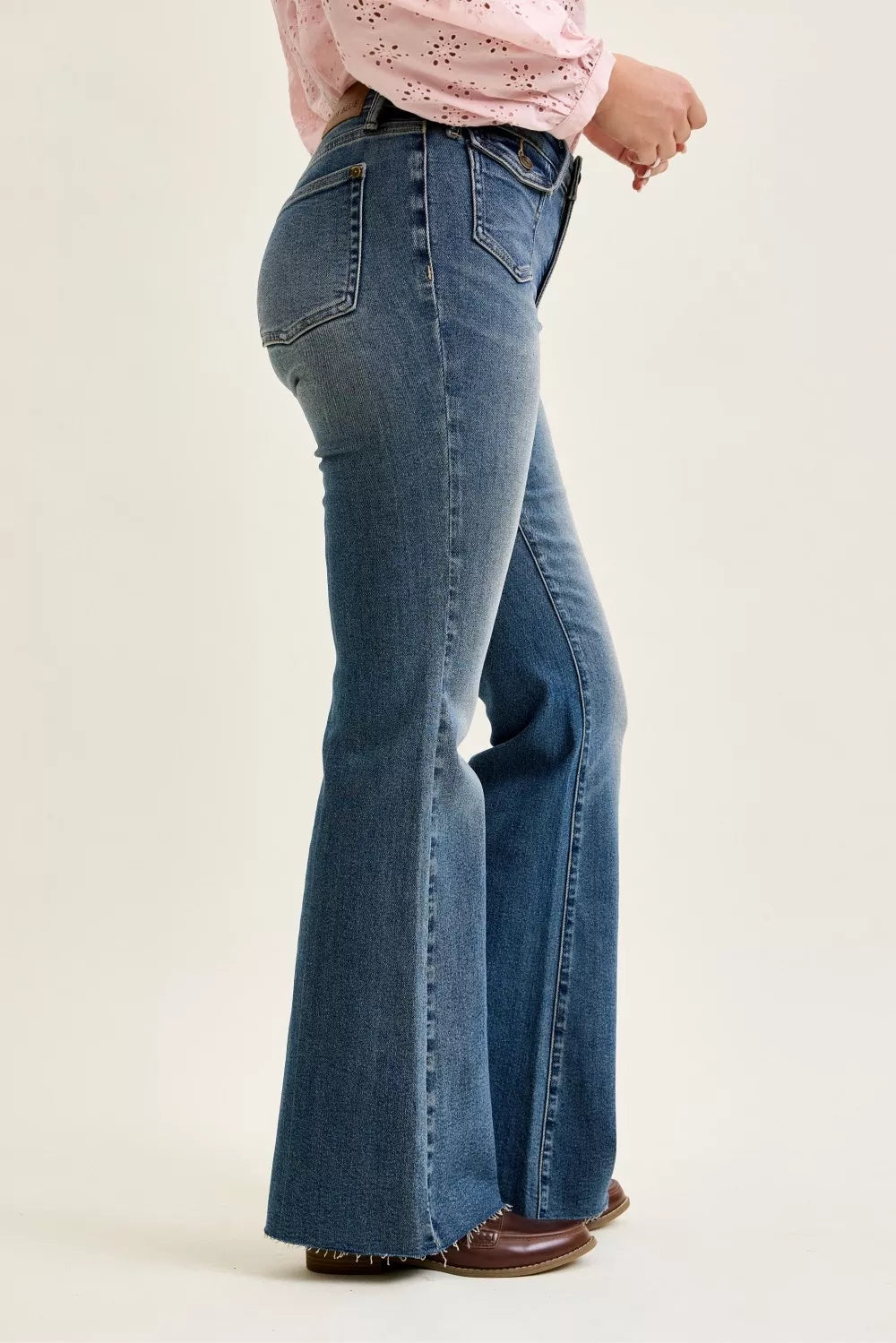 Judy Blue Mid Rise Vintage Wash Flare Jeans