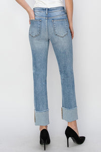 RISEN High Rise Cuffed Slim Straight Jeans