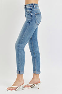 RISEN High Rise Ankle Skinny Roll Up Jeans