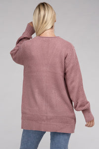 Low Gauge Waffle Knit Cardigan Sweater