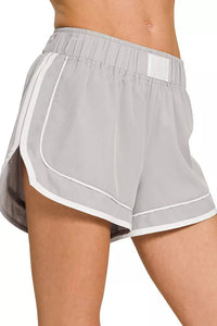 Woven Lined Dolphin Shorts in Light Grey
