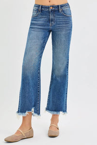 Risen Mid Rise Crop Straight Jeans