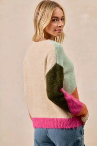 Multi Color Block Geometric Sweater