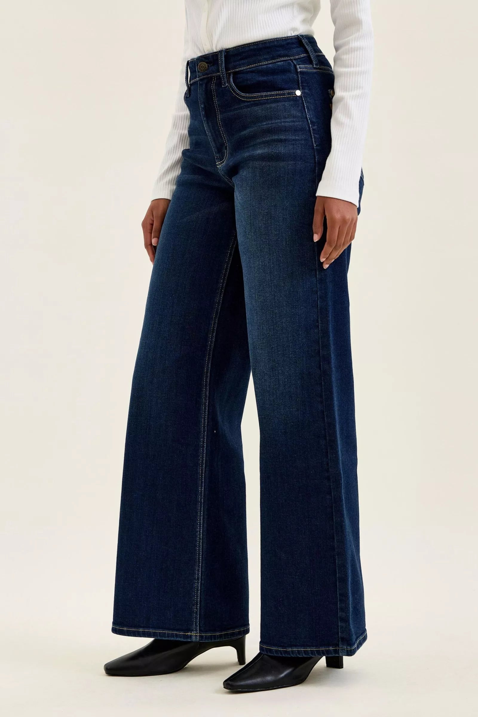 Judy Blue High Rise Lux Retro Wide Leg Dark Wash Jeans 82748