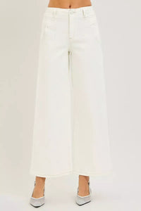 Risen High Rise Cream Wide Leg Pants
