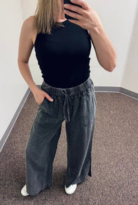 Easel Cotton Mineral Washed Wide Leg Pants