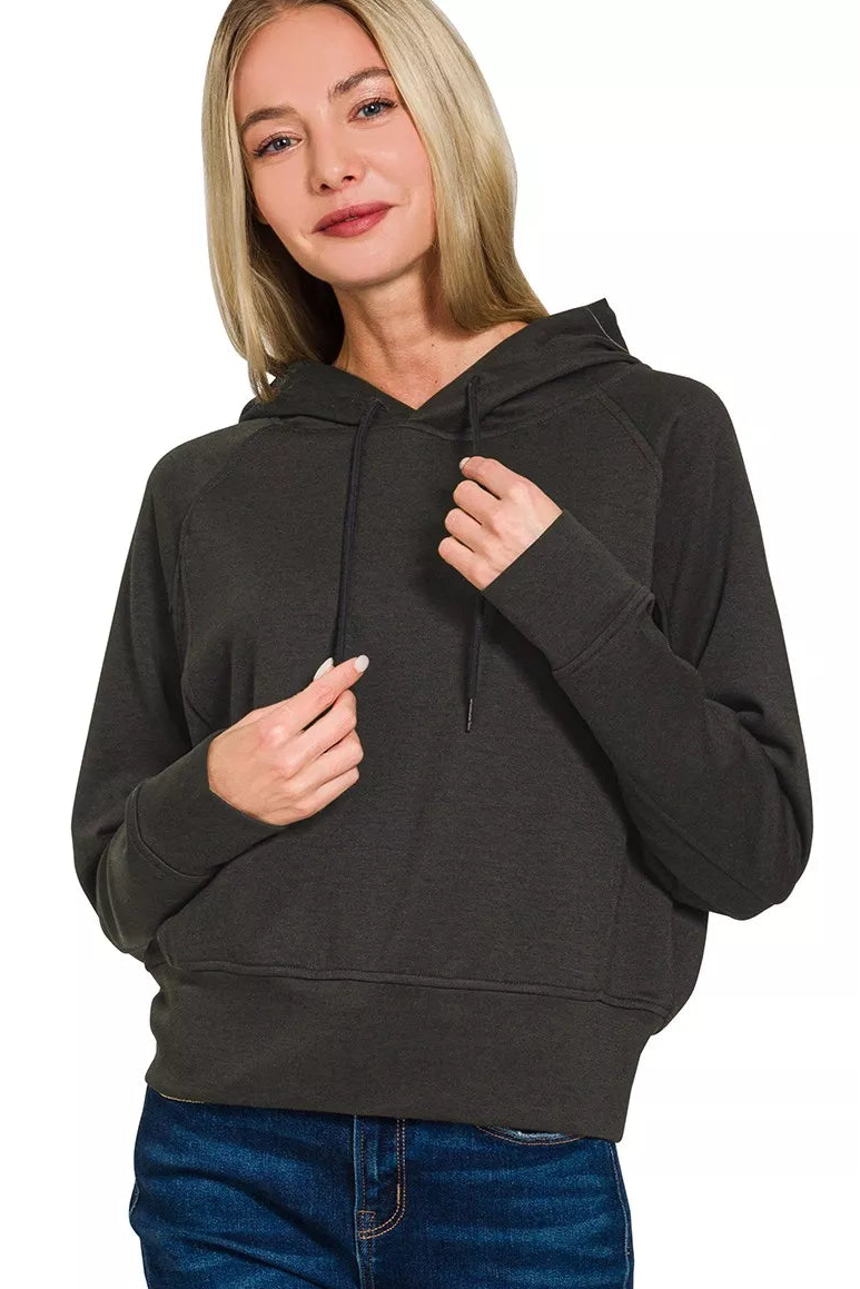 Zenana Scuba Hoodie in Black