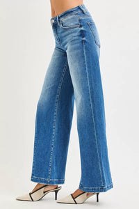 Risen Mid Rise Wide Leg with Flare Jeans