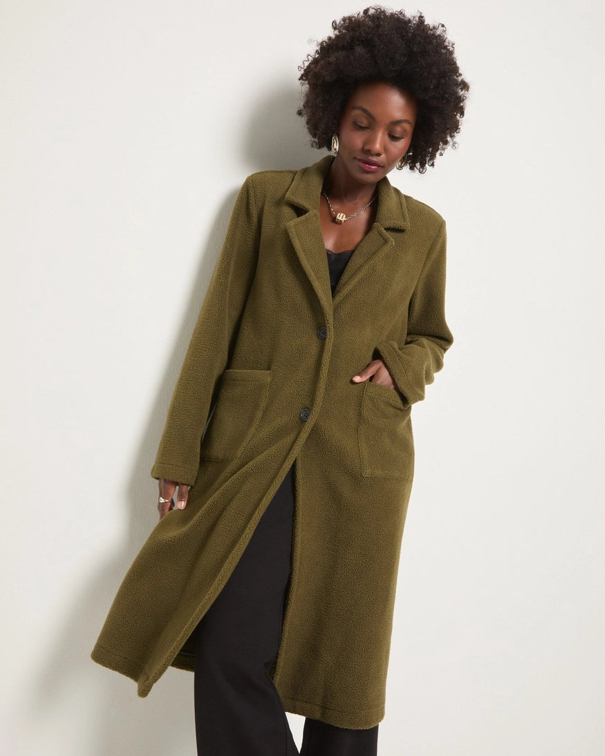Seventy Eight and Sunny Samantha Sherpa Coat in Olive