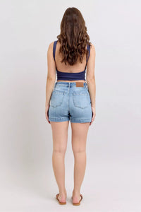 Judy Blue Mid Rise Trouser Denim Shorts