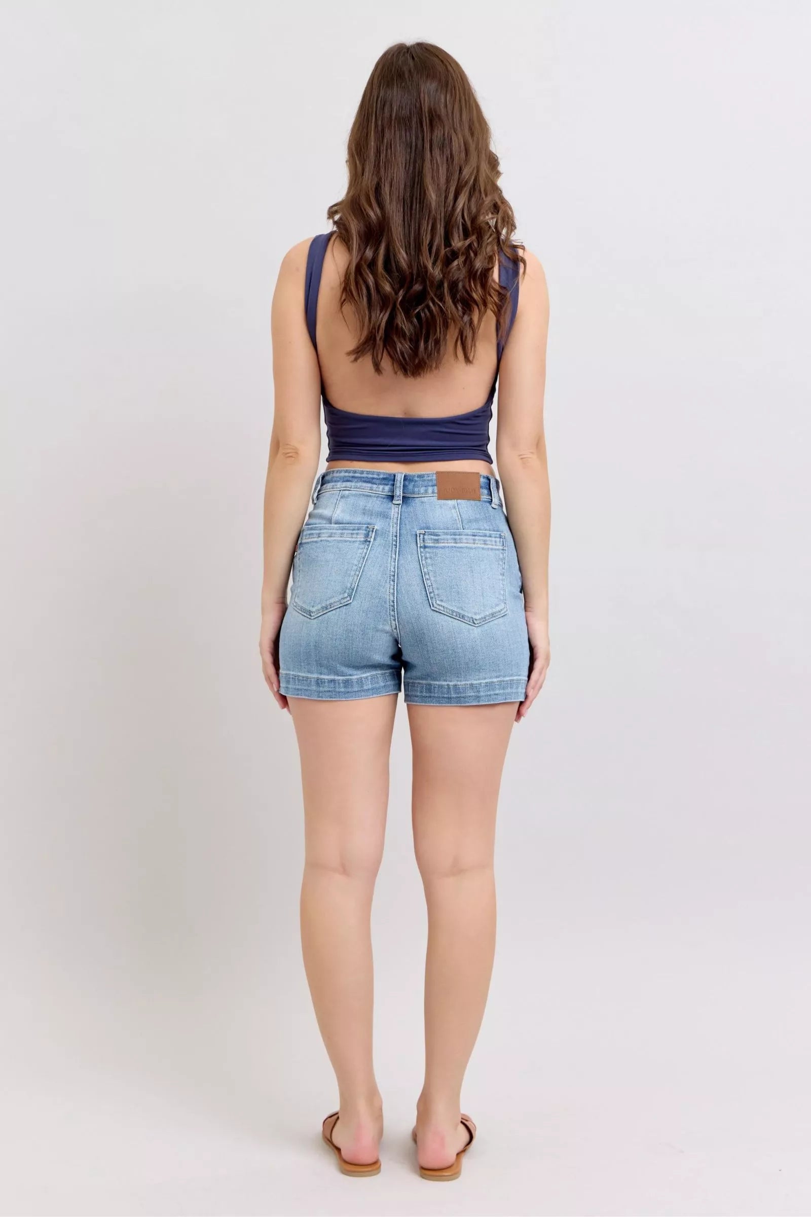Judy Blue Mid Rise Trouser Denim Shorts
