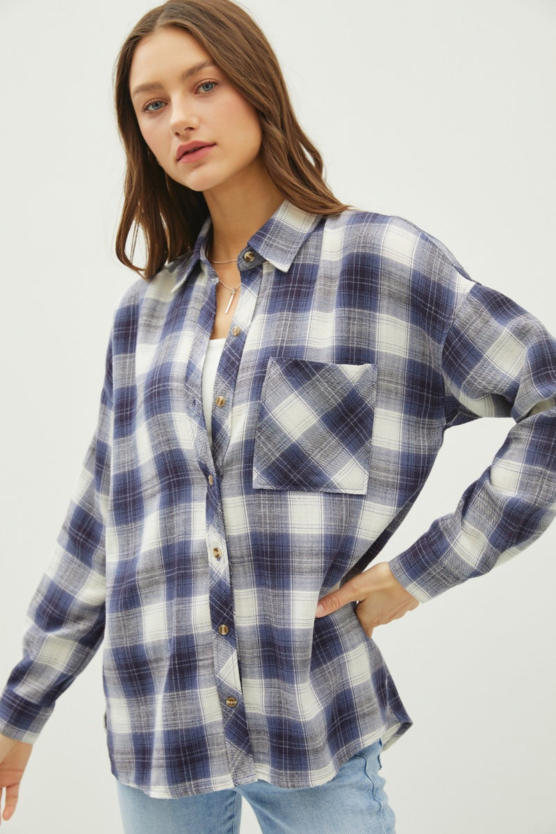 Blue Moon Plaid Button Down Shirt 