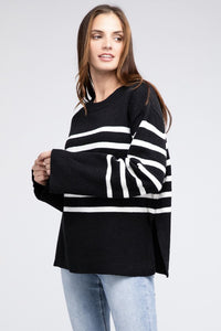 Evelynn Ribbed Hem Stripe Sweater