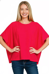 Zenana Round Neck Short Sleeve T-Shirt in Ruby Red