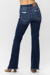 Judy Blue High Rise Double Button Frayed Hem Bootcut Jeans