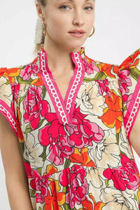 Summer Mix Bold Floral Tiered Midi Dress