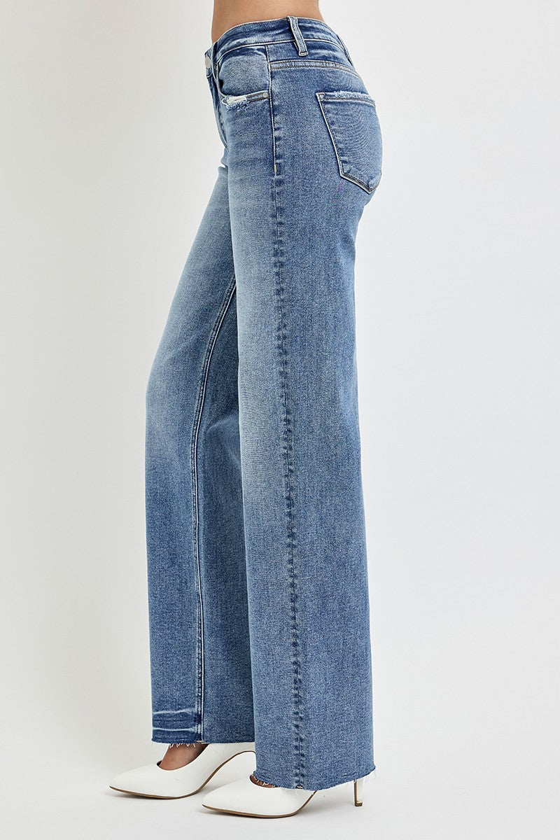 RISEN High Rise Straight Leg Baggy Jeans