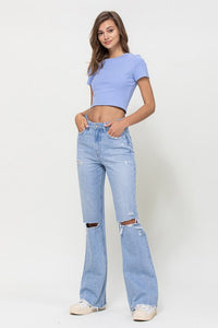 VERVET by Flying Monkey Light Wash 90's Vintage Distressed Flare Jeans