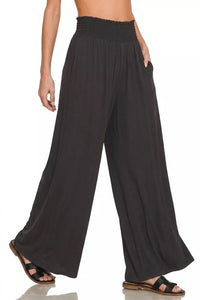 Zenana Smocked Waist Wide Leg Palazzo Pants