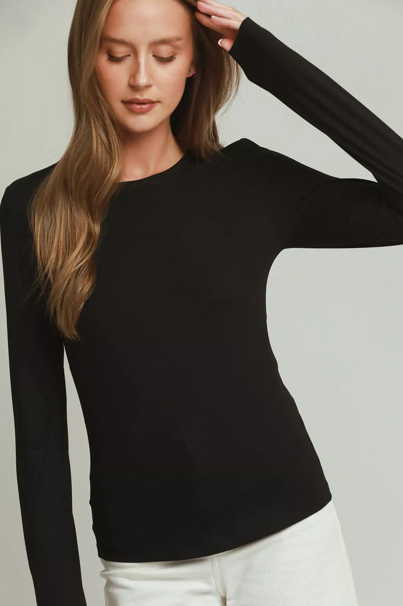 Umgee PULSEKNIT Crewneck Long Sleeve Top