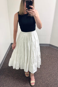By Together For A Moment Elastic Waist Tiered Skirt