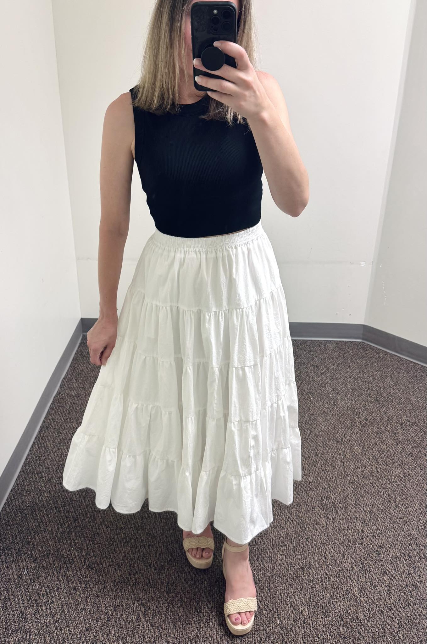 By Together For A Moment Elastic Waist Tiered Skirt