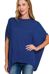 Zenana Light Navy Oversized Short Sleeve Knit Top