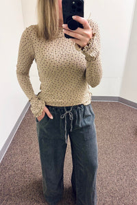 Cotton Mineral Washed Wide Leg Pants