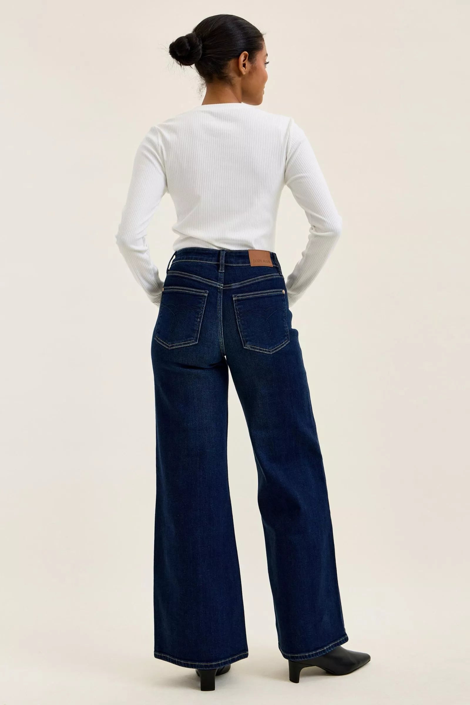 Judy Blue High Rise Lux Retro Wide Leg Dark Wash Jeans 82748