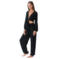 Lotus and Luna Black Daydreamer Top & Harem Pants Set