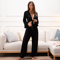 Lotus and Luna Black Daydreamer Top & Harem Pants Set