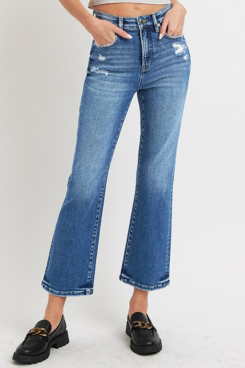 RISEN High Rise Crop Bootcut Jeans