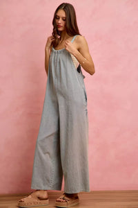 Wide Leg Lightweight Denim Overalls