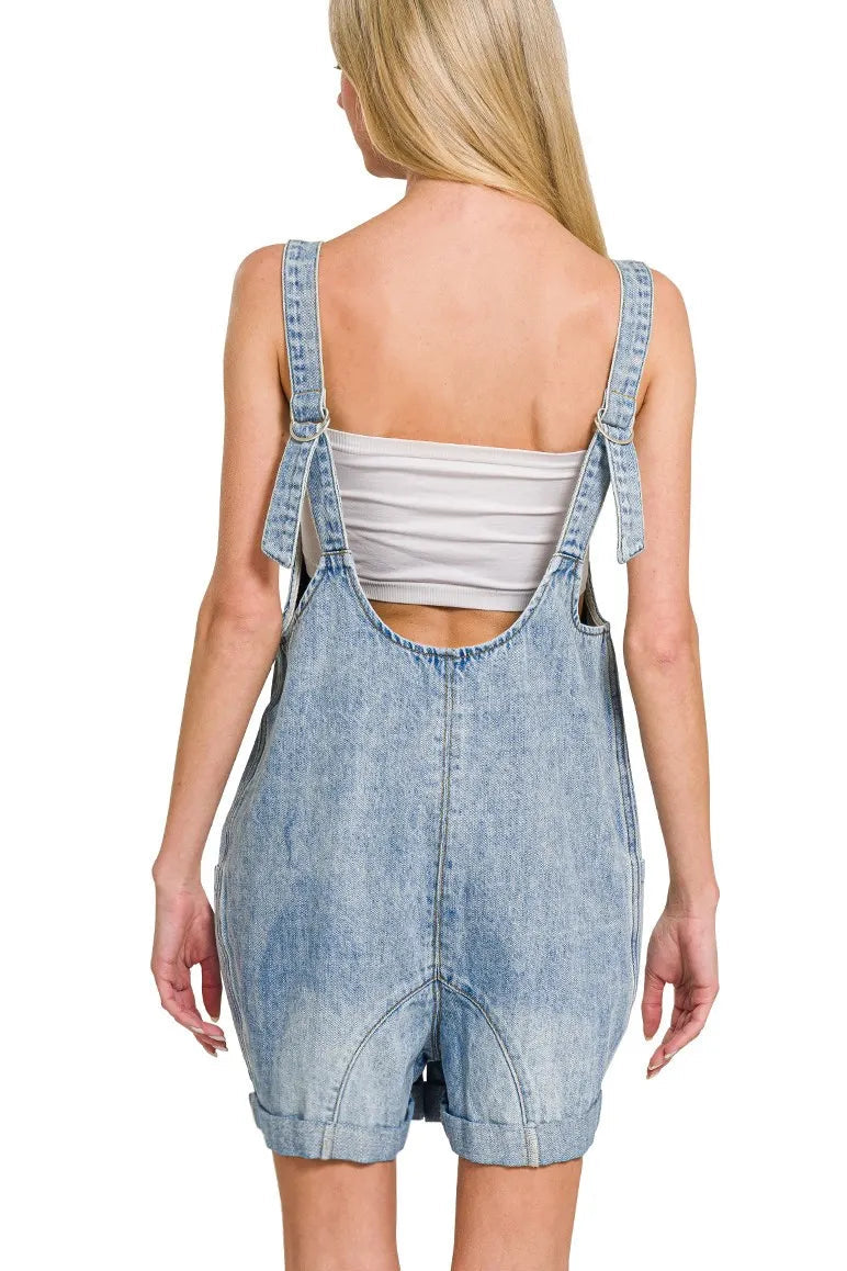Zenana Denim Short Overalls with Pockets