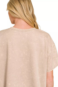 Zenana French Terry Acid Washed Relaxed Top & Shorts Set