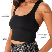 Lotus and Luna Onyx Black Vinyasa Tank 