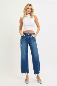 Risen High Rise Crop Wide Leg Jeans