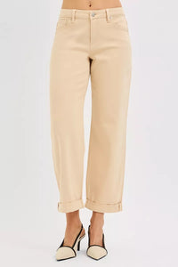 Risen Tummy Control Mid Rise Ankle Relaxed Barrel Jeans